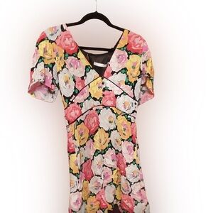 Zara Pink and Yellow Puff Sleeve Mini Sundress